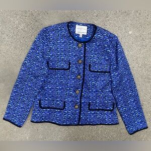 Vintage 100% Silk Adrianna Papéll Blazer Shirt Jacket Long Sleeve Size 14P